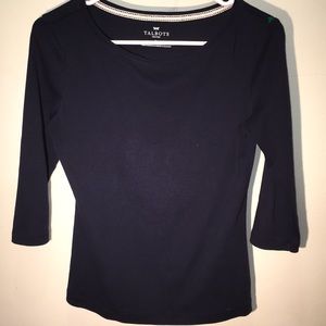 Talbots Small Petite Navy 3/4 Sleeve Top